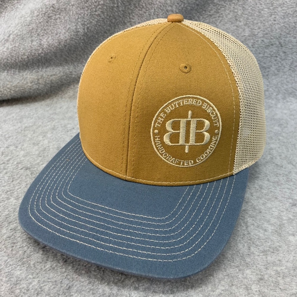 The Buttered Biscuit Logo Unisex Tan Blue Outdoor Cap Trucker Hat Snapback OSFM